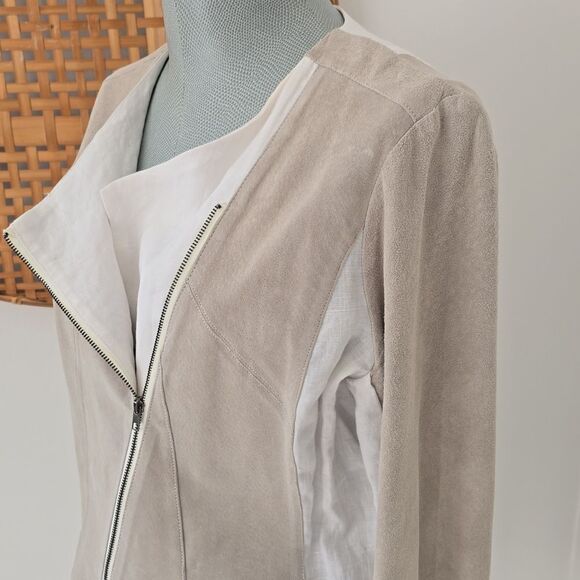 Ercu | Linen and Suede Bomber Jacket - Picture 3 of 9